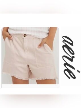 NWT | Aerie | Adventure Shorts | High Rise & Frayed Hem | Pale Pink | Size M